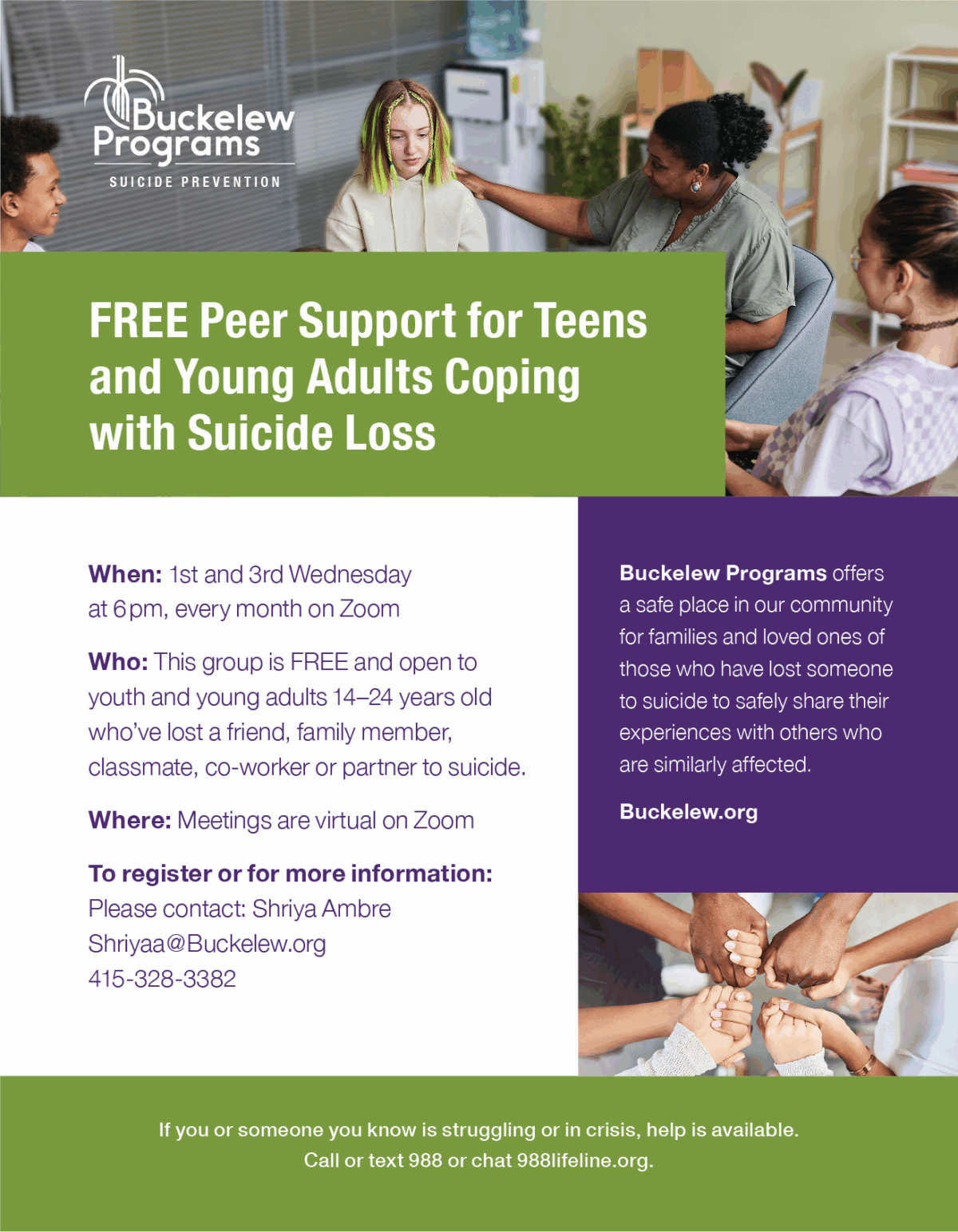 Youth SOS - Survivors of Suicide Peer Support Group - Buckelew Programs